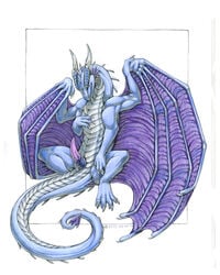 1boy 2010 acidapluvia dragon horns male male_only non-anthro penis purple reptile solo spread_legs spreading wings