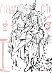 ass_grab bar boobs brunhild_(shuumatsu_no_valkyrie) god_of_war kissing record_of_ragnarok shuumatsu_no_valkyrie sif_(god_of_war) sketch tagme yuri