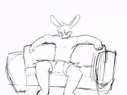 animated anthro big_muscles body_size_growth boxers_(clothing) clothing ejaculation expansion furniture genital_expansion genital_growth growth lagomorph leporid male male/male mammal muscle_growth muscular penis_growth rabbit ruselab size_transformation sofa solo torn_clothing transformation underwear