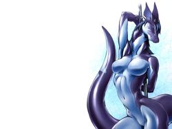 blue den despina dragon ear hair karabiner pole purple pussy solo tail