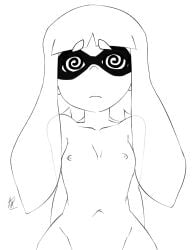 1girls 2d 2d_(artwork) agent_3_(splatoon) brainwashed brainwashing completely_nude edit expressionless female female_only femsub flat_chest grayscale humanoid hypnosis inkling inkling_girl inuyuru mind_control navel nintendo nipples nude permanent permanent_hypnosis self_upload signature solo spiral_eyes splatoon standing standing_at_attention tech_control third-party_edit