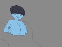 1boy 1girl 1girls :) animated animated_gif animated_image animation beanie big_breasts blue_skin evasion3turns featureless_breasts hat looping_animation paizuri shortstack size_difference smile staelsphrom_(e3t) stickfigure toony unfinished wip work_in_progress