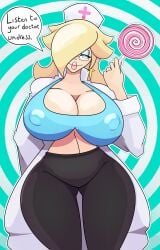 1girls big_ass big_breasts bimbo boob_window breasts casual_nudity cleavage clothed doctor doodlewill female female_only huge_ass huge_breasts hypnosis hypnotizing_viewer large_breasts mario_(series) nintendo nipples_visible_through_clothing no_bra pov princess_rosalina public public_nudity revealing_clothes rosajon_(protonjon) sideboob spiral super super_mario_galaxy teasing