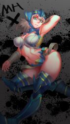 big_ass big_breasts breasts grimclaw_tigrex_(armor) midriff monster_hunter monster_hunter_generations skimpy thighhighs