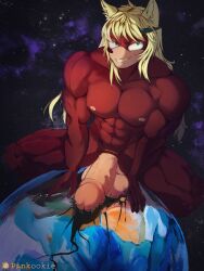 anthro balls big_balls big_penis fan_character galaxy genitals hi_res huge_balls huge_cock hyper hyper_balls hyper_genitalia hyper_penis macro male micro muscular muscular_anthro muscular_male penis pinkookie planet planet_destruction planet_penetrated solo space