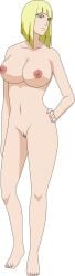 1girls accurate_art_style bangs barefoot big_breasts blonde_hair_female blue_eyes completely_nude erect_nipples feet female full_body hairless_pussy hand_on_hip highres labia lionprideart long_legs looking_to_the_side naruto naruto_(series) naruto_shippuden nude nude_female png render samui solo standing thighs transparent_background transparent_png