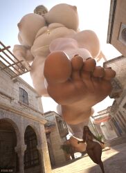 2girls 3d a_song_of_ice_and_fire abs barefoot big_breasts breasts cersei_lannister feet female femdom game_of_thrones giantess gtsx3d huge_breasts imminent_stomp macro macro/micro musclegut muscular muscular_female nipples size_difference