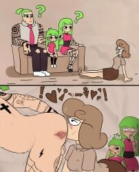 2koma ass balls black_eyes brown_hair brown_hair_female child couch couch_sitting drakewd female_rimming_male green_hair green_hair_female green_hair_male hi_res high_heels instant_loss instant_loss_2koma large_filesize licking meme parody parody_comic queen_of_spades_symbol rimjob rimjob_face rimming self_upload shocked shocked_expression stealth_tattoo surprised surprised_expression surprised_face tattoo tattoo_everywhere tattoo_on_arm tattoo_on_butt tattoo_on_chest tattoos tattoos_everywhere teacher teacher_attire teacher_clothing teacher_outfit tongue tongue_out up_close watching x-ray