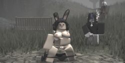 3d artist_request big_breasts blush breasts bunny_ears female headphones holding_breast liztlc panties roblox roblox_avatar roblox_game source_request tagme