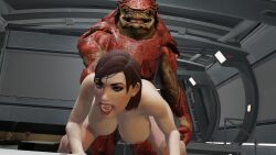 1boy 1girls 3d anal anal_insertion anal_sex commander_shepard femshep human interspecies krogan mass_effect mass_effect_3 masterbeta red_hair urdnot_wrex