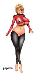 breasts clothing erect_nipples full_body hair hips huge_breasts large_breasts latex latex_clothing light-space_love linessa_star long_hair nipples original_character pzpana tight_clothing under_clothes wide_hips