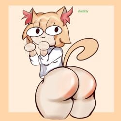 ass_focus big_ass big_butt castinly cat_ears cat_tail clothing feline female female_only hybrid melty_blood naked neco-arc small_breasts tail thick_ass thick_thighs thighs translucent_clothing wide_hips