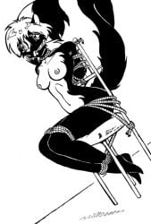 anthro bondage boobs bound breasts chair chair_bondage chair_bound female femsub furry gag gagged nipples polecat_(artist) rope rope_bondage skunk skunkette submissive_female tits