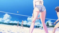 4girls animated ass ass_cleavage beach big_butt bikini breasts butt_crack cleavage female female_only harukana_receive highres huge_ass large_breasts multiple_girls navel o-ring o-ring_bikini o-ring_bottom sound swimsuit tagme video volleyball