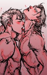 2boys closed_eyes gay jojo's_bizarre_adventure male male/male male_only muscular_male nude_male open_mouth pecs prosciutto risotto_nero tongue_out vento_aureo yaoi