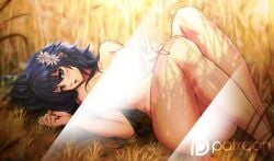 1girls animal_ears ass bangs bare_legs big_ass blue_eyes blue_hair breasts censored completely_nude easter esther-shen female female_only fire_emblem fire_emblem_awakening fire_emblem_heroes flower grass hair_flower hair_ornament head_tilt knees_up legs legs_together long_hair looking_at_viewer lucina_(fire_emblem) lucina_(valentine)_(fire_emblem) lying medium_breasts nintendo nude nude_female official_alternate_costume on_back outdoors outstretched_hand parted_lips shade solo sunlight tall_grass thighs