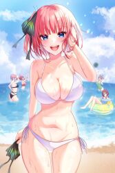 5girls beach big_breasts bikini bikini_bottom bikini_top blue_eyes breasts brown_hair curvy cute female female_only floatie go-toubun_no_hanayome hair_ribbon kurosaki_coco nakano_ichika nakano_itsuki nakano_miku nakano_nino nakano_yotsuba orange_hair panties pink_hair quintuplets red_hair short_hair sisters solo_focus water wide_hips