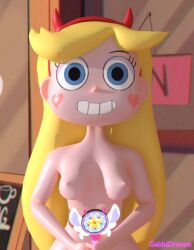 3d animated bean_smile blonde_hair blue_eyes breast_expansion breasts_shrinking cartoony eyelashes gabbidremm headband long_hair loop magic_spell magic_user magic_wand magical_girl nipples nude outside star_butterfly star_vs_the_forces_of_evil young