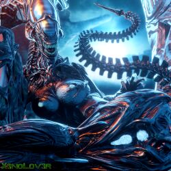 16:9 1girls 2021 3d absurd_res alien alien_(franchise) alien_girl alien_only anus big_breasts black_body bodily_fluids breasts claws detailed_background digital_media_(artwork) eyeless fangs female female_xenomorph genitals glowing glowing_anus glowing_genitalia glowing_nipples glowing_pussy hi_res huge_filesize humanoid humanoid_hands monster multi_arm multi_limb nipples nude open_mouth pussy solo teeth thekidxeno thick_thighs wide_hips widescreen xenomorph xenomorph_queen