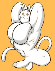 anthro balls big_breasts breasts epic_games erection felid feline fortnite fur genitals ghost_meowscles hi_res long_tail male male/male mammal meowscles_(fortnite) penis ryanburr smile solo video_games white_body white_fur