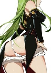 ass ass_focus c.c. code_geass female female_focus female_only from_behind green_hair long_hair morisobo panties showing_ass showing_panties sole_female solo solo_female solo_focus tagme underwear undressing