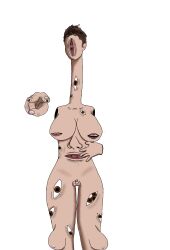 body_horror breast_mouth breasts detached_hand long_neck micropenis multi_eye pussy_mouth short_hair