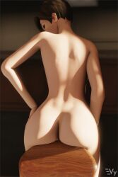 1girls 3d ass big_ass blender blizzard_entertainment female female_focus female_only from_behind nude nude_female overwatch solo tracer vulpeculy