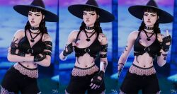 1girls 3d black_hair blender breasts female female_focus female_only flipping_viewer_off fortnite fortnite:_battle_royale goth goth_girl middle_finger nipple_peek nipple_slip nipples pale_skin phaedra_(fortnite) piercing tattoo vulpeculy