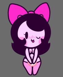1girls adorable anonymous_artist blep blush breasts chibi cute female female_only fnf fnf_mods friday_night_funkin friday_night_funkin_(twinsomnia) girl_(sock.clip) hairbow looking_at_viewer mob_face naked_stockings navel nipples rosy_cheeks tongue tongue_out wink