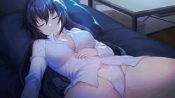 animated big_breasts black_hair color colored kaiju kaiju_princess night pantyparrot sleeping tagme uncensored xao_(kaiju_princess)