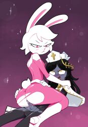 1boy 1girls 2022 anal anal_sex angry angry_face ass bodysuit bunny_ears clothed_sex clothing furry miscon oc original_character penetration pink_eyes pinku_(miscon) rabbit rabbit_ears rabbit_tail sex smile white_fur white_hair