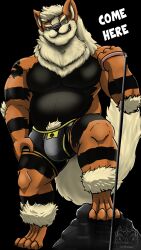 anthro arcanine boxer_briefs boxers_(clothing) clothing emarcanine eros_thedragon glass hi_res leash male male_only nintendo pokemon pokemon_(species) solo underwear video_games