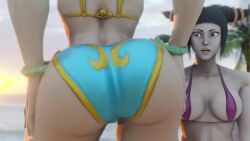 2girls 3d 3d_(artwork) animated asian_female ass ass_awe ass_focus ass_grab ass_shake beach big_ass big_butt bikini black_hair breasts bubble_ass bubble_butt butt_grab capcom chun-li close-up curvy dat_ass edit fap_to_beat female female_only from_behind huge_ass huge_butt human jiggle jiggling_ass juri_han kishi korean_female longer_than_30_seconds micro_bikini mp4 multiple_girls muscular_female music outdoors outside presenting presenting_hindquarters seductive sensual shaking_ass shaking_butt sound standing street_fighter street_fighter_iv street_fighter_v surprised surprised_expression thick thick_ass thick_thighs video