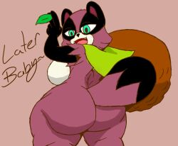 anthro anthro_only ass big_ass big_butt furry furry_only large_ass large_butt leaf raccoon weebusracoonus