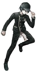 danganronpa danganronpa_v3 male_only penis_out saihara_shuuichi shuichi_saihara solo sprite_edit straight_hair transparent_background