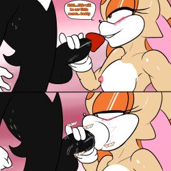 anthro big_breasts breasts cream_the_rabbit duo fellatio female genitals hi_res male male/female ob oral penile penis red_penis sega sex shadow_the_hedgehog sonic_(series) sonic_the_hedgehog_(series) soulyagami64