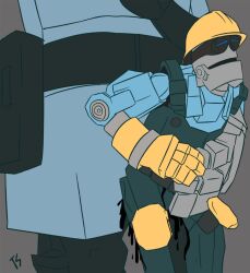 2boys blue_eyes clothed_sex distressed engineer giant_male grey_background half_body hardhat helmet look_at_how_they_massacred_my_boy machine male/male male_only mann_vs_machine mecha-engineer_(team_fortress_2) oil_cum overalls rape robo_engineer robo_soldier robot sex soldier team_fortress_2 valve