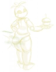 1girls animatronic chicken fart female five_nights_at_freddy's five_nights_at_freddy's_2 krinklymay looking_back messing onomatopoeia panty_poop robot scat scottgames simple_background sketch soiling toy_chica_(fnaf)