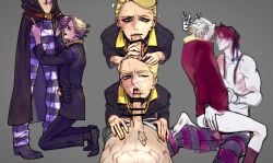 2boys bar_censor blonde censored cum_on_face erection fellatio gay jojo's_bizarre_adventure male male/male male_only oral partially_clothed prosciutto risotto_nero veiny_penis vento_aureo yaoi zia_(artist)