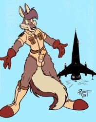 1990s 1994 1male 20th_century aircraft anthro balls_outline boots bottomwear brown_body brown_fur brown_hair bulge canid canine canis casual_exposure clothed clothing detailed_bulge digital_media_(artwork) erection exhibitionism exhibitionist exposed footwear fully_clothed fur furry furry_only genital_outline genitals gloves hair handwear hi_res hotpants latex latex_clothing latex_gloves latex_handwear male male_only mammal original original_character penis pilot pilot_uniform pinup pose rocket shorts solo uncensored vawlkee vehicle wolf