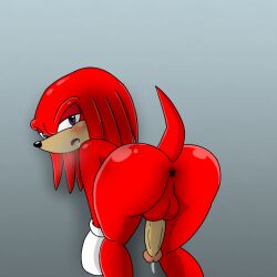 anus ass big_butt crouching echidna hands_on_knees knuckles_the_echidna looking_at_viewer male male/male male_only mammal monotreme presenting red_body sega solo sonic_(series) sonic_x spanky15