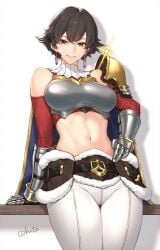 1girls abs armor belly belly_button big_breasts breastplate breasts cameltoe cokuto1 earrings exposed_shoulders fiorayne gauntlets knight large_breasts monster_hunter monster_hunter_rise revealing_clothes shoulders thick thick_thighs thighs tight_clothing tight_pants tummy warrior