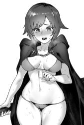bikini female monochrome ruby_rose rwby thick_thighs wide_hips