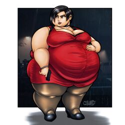 1girls ada_wong ada_wong_(adriana) asian asian_female bbw big_belly big_breasts black_hair breasts chunkerchunks fat female gun large_breasts morbidly_obese obese resident_evil ssbbw