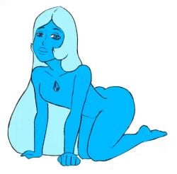 animated blue_diamond_(steven_universe) blue_skin breast_expansion featureless_breasts hyper_breasts large_breasts no_nipples steven_universe sybariticmelon