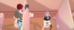 3d bathroom caught caught_masturbating caught_on_camera danganronpa danganronpa_2:_goodbye_despair female_only koikatsu koizumi_mahiru masturbation panties panties_down pekoyama_peko pussy straight_hair super_danganronpa_2 topguy99