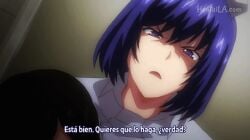 1boy1girl angry animated censored female hentai larger_female mosaic_censoring sakusei_byoutou_the_animation size_difference smaller_male spanish_text tachibana-chan