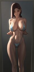 1futa ass beauty_mark belly belly_button big_ass big_breasts big_hips big_thighs bikini bikini_pull blue_bikini blue_bra blue_hair blue_thong bra breasts brown_hair bulge clothed clothing curvy curvy_body curvy_female damon_(artist) dickgirl fit flaccid flaccid_penis futa_only futa_solo futanari hips huge_breasts human intersex large_ass large_breasts large_hips large_thighs lean_body light-skinned_futanari light_skin lingerie long_fingernails long_hair looking_at_viewer mole mole_under_eye pale-skinned_futanari pale_skin panties penis penis_bulge penis_in_panties red_eyes rmi_(damon) simple_background small_penis small_waist smiling solo solo_futa standing straight_hair thick_thighs thighs thong thong_bikini thong_pull trans_woman transfem two_tone_hair underwear wide_ass wide_hips wide_thighs