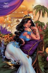 1girls aladdin arabian big_boobs black_hair crown disney disney_princess elias_chatzoudis long_hair looking_at_viewer looking_back makeup middle_eastern middle_eastern_female mosque persian_(iranian) persian_clothing persian_female princess princess_jasmine queen realistic seductive_look seductive_smile solo_female tagme zenescope