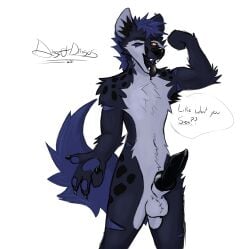 absurd_res angel_dingoofdingos animal_genitalia animal_penis anthro ball_tuft balls biceps bodily_fluids canid canine canine_genitalia canine_penis canis cum dingo dingoofdingos dominant dominant_male erection flexing fur genital_fluids genitals hi_res hyena knot looking_at_viewer male mammal muscular muscular_male nude one_eye_closed penis precum sheath simple_background solo tail teeth tongue tongue_out tuft vein veiny_penis wink